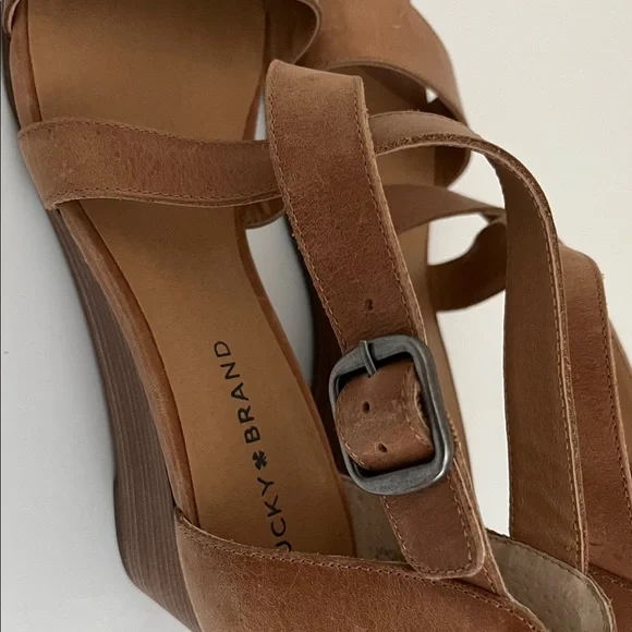 Lucky Brand Women's Brown Wedge Sandals - Picture 3 of 5